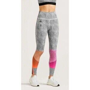 Adidas x‎ Peloton Pants size M Leggings Compression Biking Workout Pink Orange